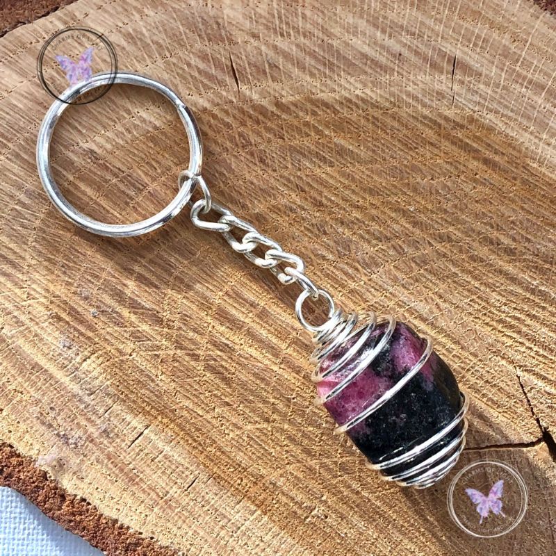 Rhodonite Tumble Stone Keychain